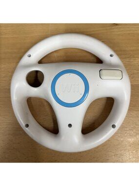 Genuine Nintendo Wii Wii U White Steering Wheel Mario Kart Racing